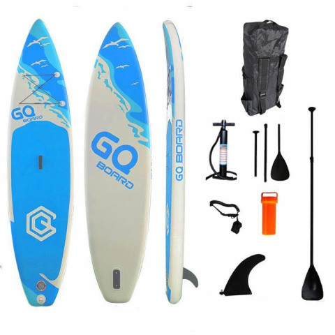 Сапборд GQ SW (335*81*15) бело голубой с птицами, код 78930